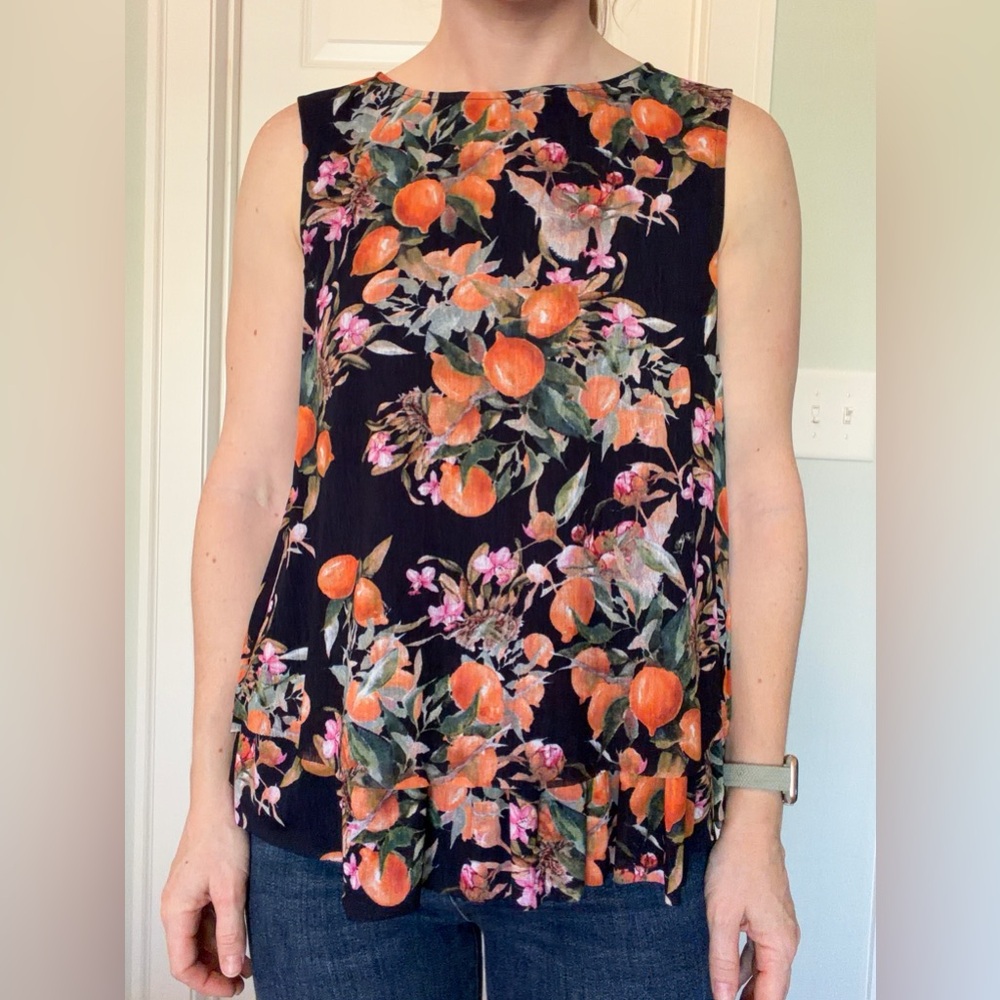 Anthropologie Eva Franco Citrus + Floral Sleeveless Top